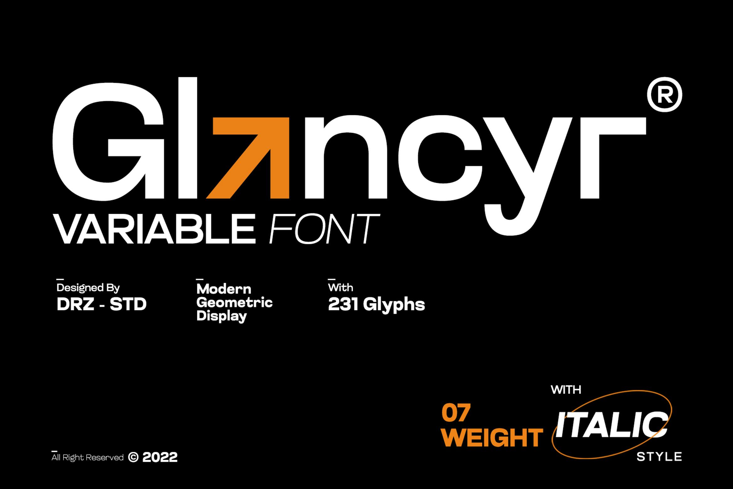 فونت هندسی مدرن Glancyr