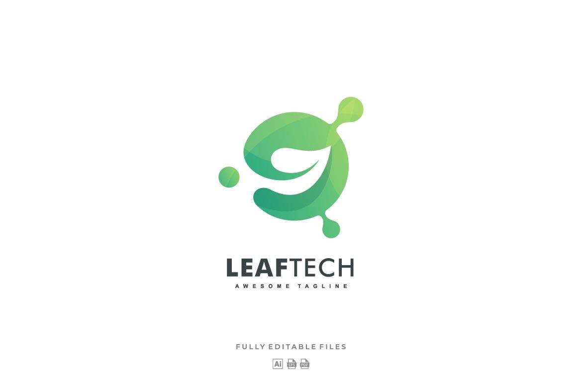 لوگوی گرادیان رنگ انتزاعی Leaf Tech