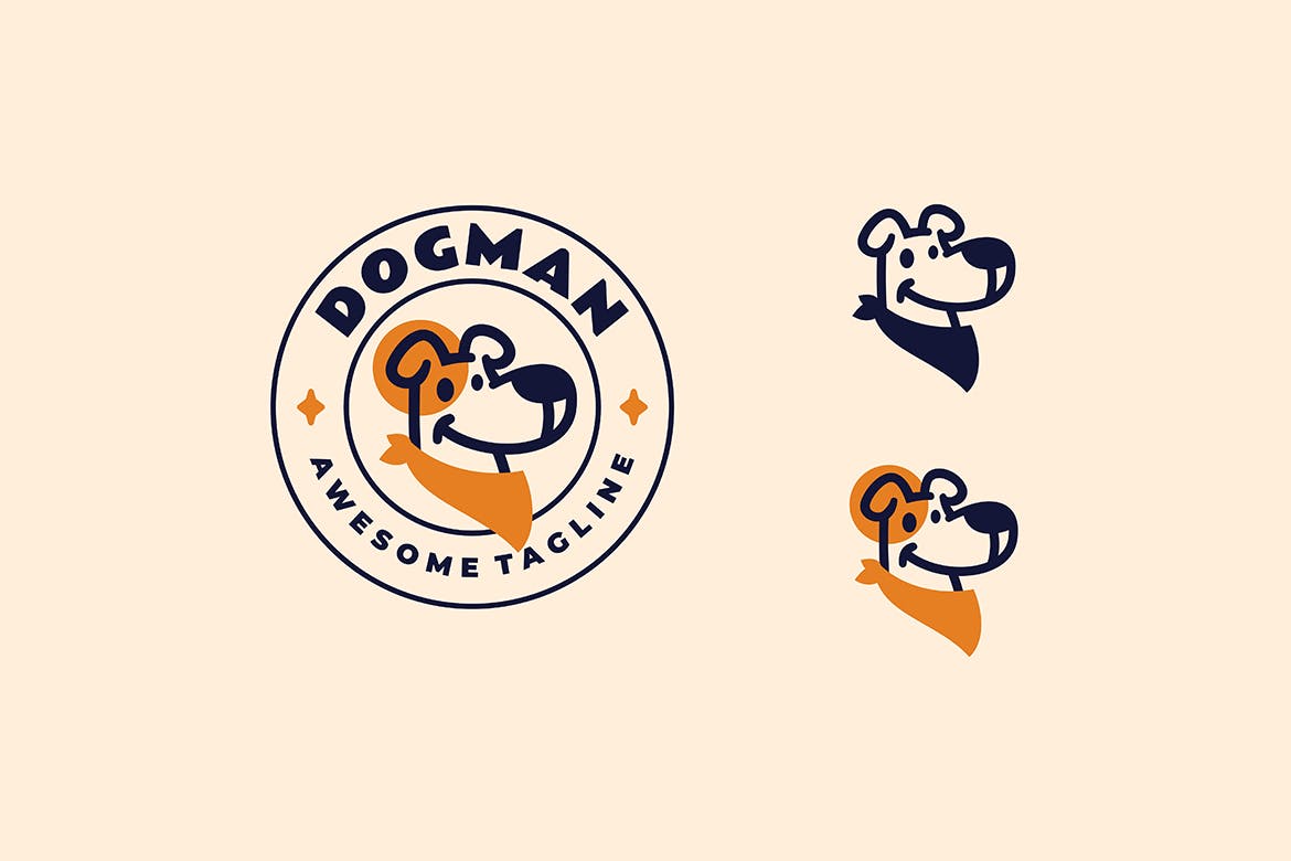 Dog Man Line Art Logo