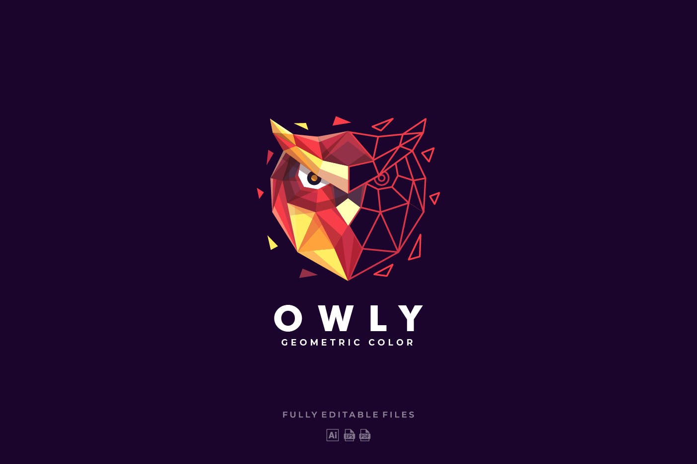 لوگوی رنگارنگ Owl Poly