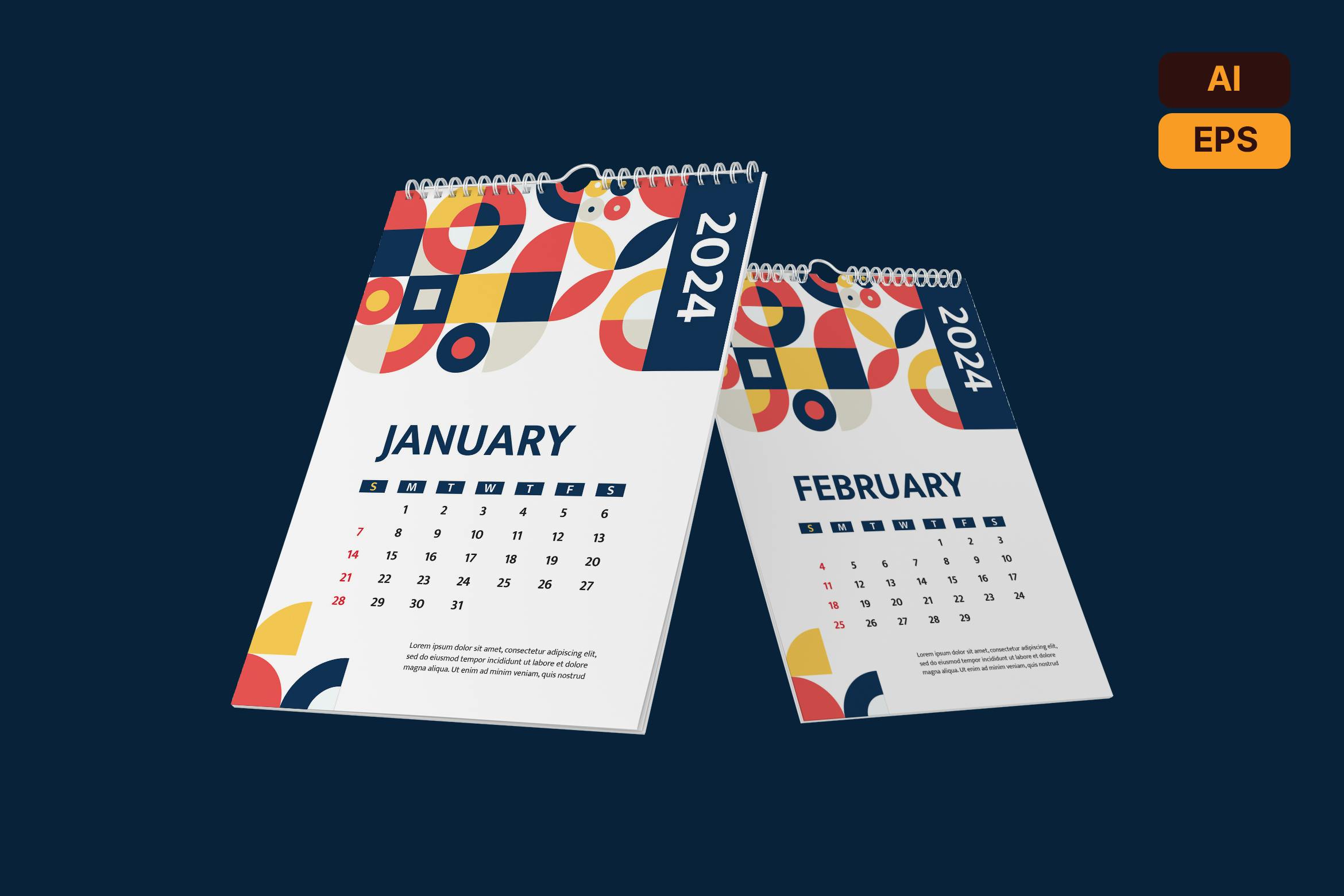 قالب Calendar Flyer Ai EPS 2024