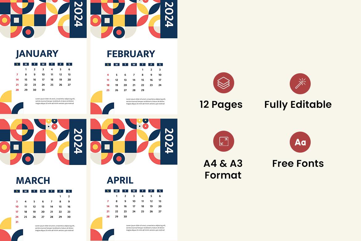 قالب Calendar Flyer Ai EPS 2024