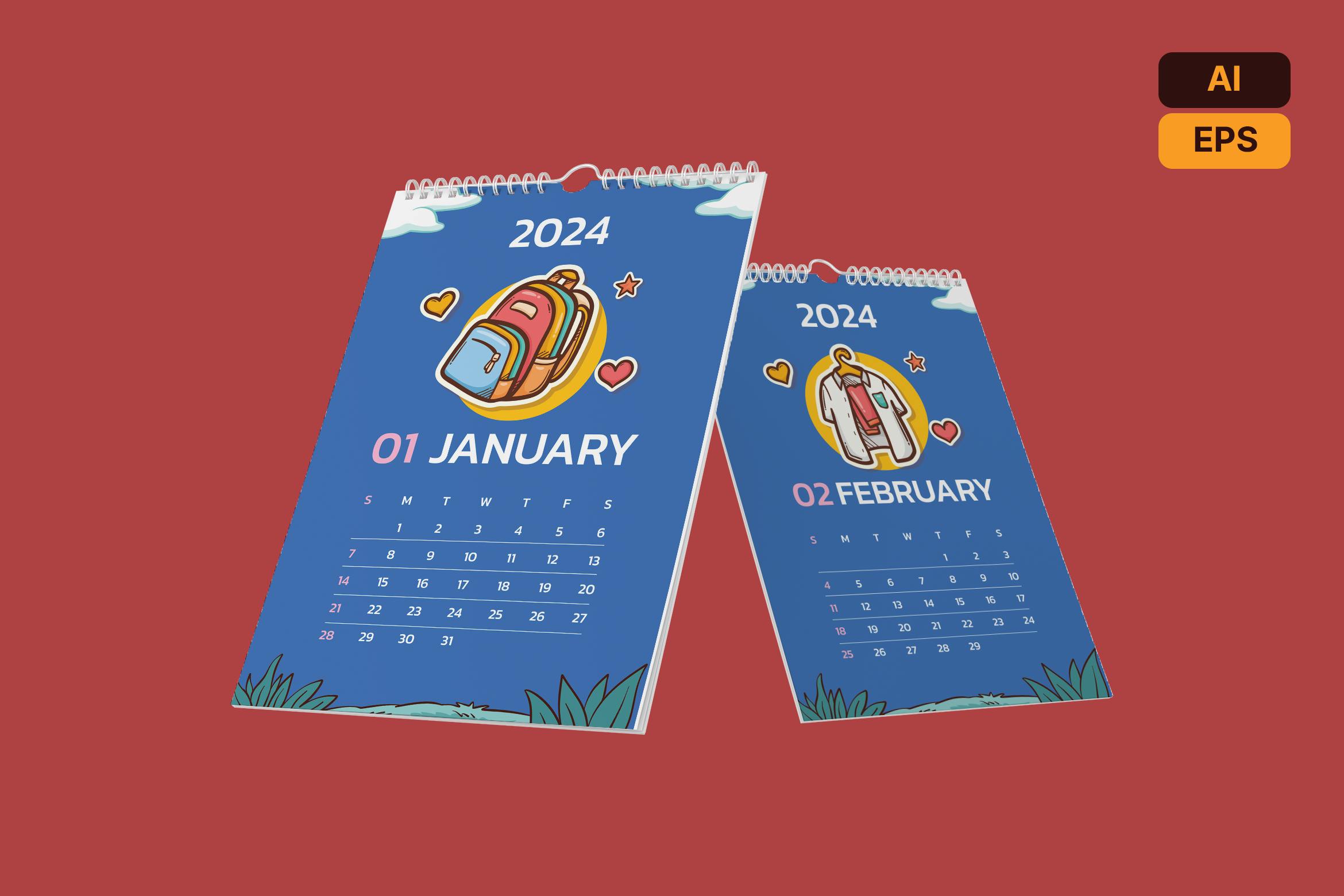 قالب Calendar Flyer Ai EPS 2024