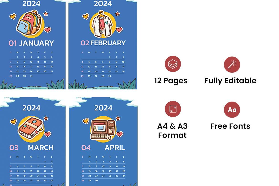 قالب Calendar Flyer Ai EPS 2024