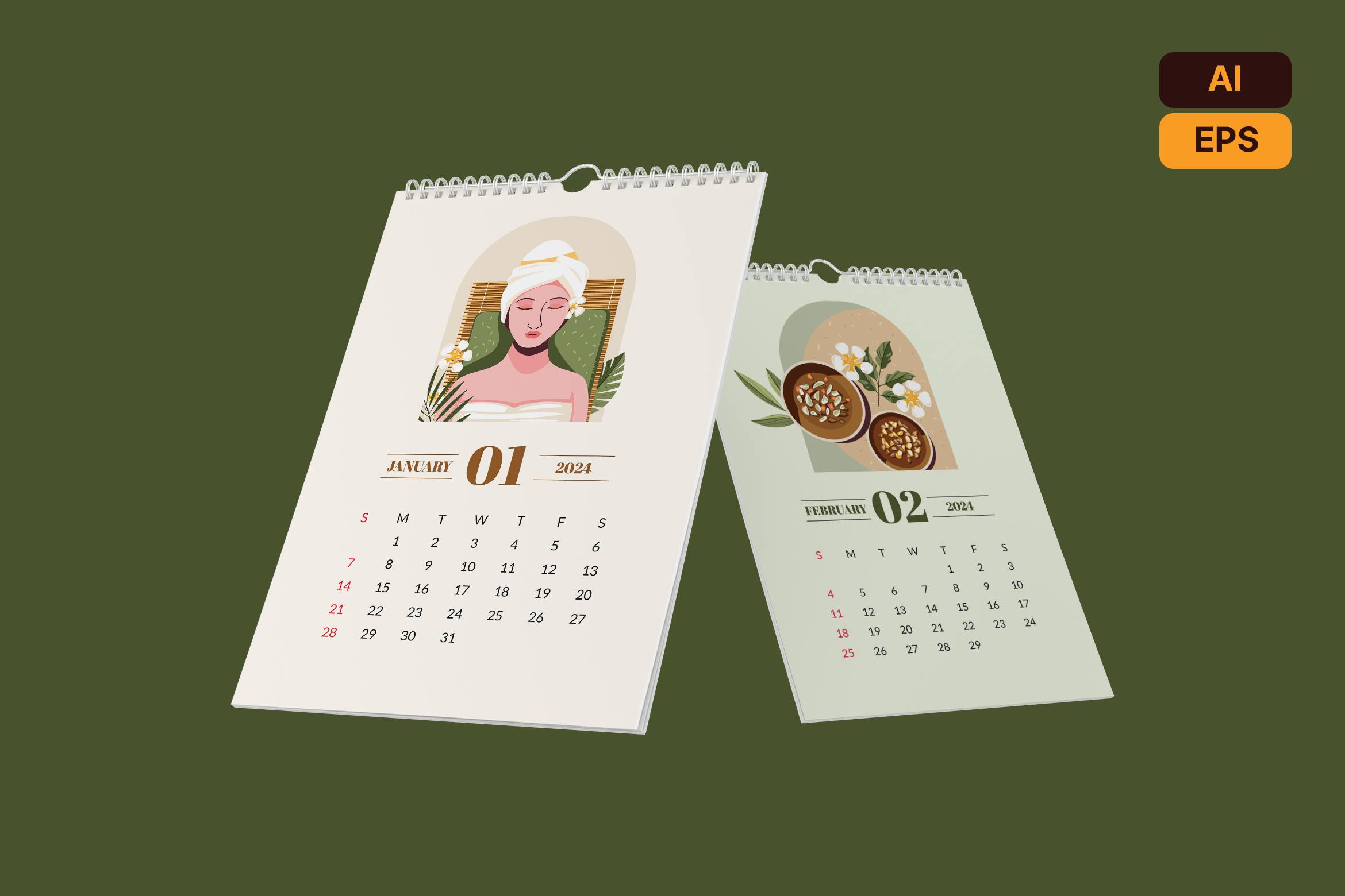 قالب Calendar Flyer Ai EPS 2024