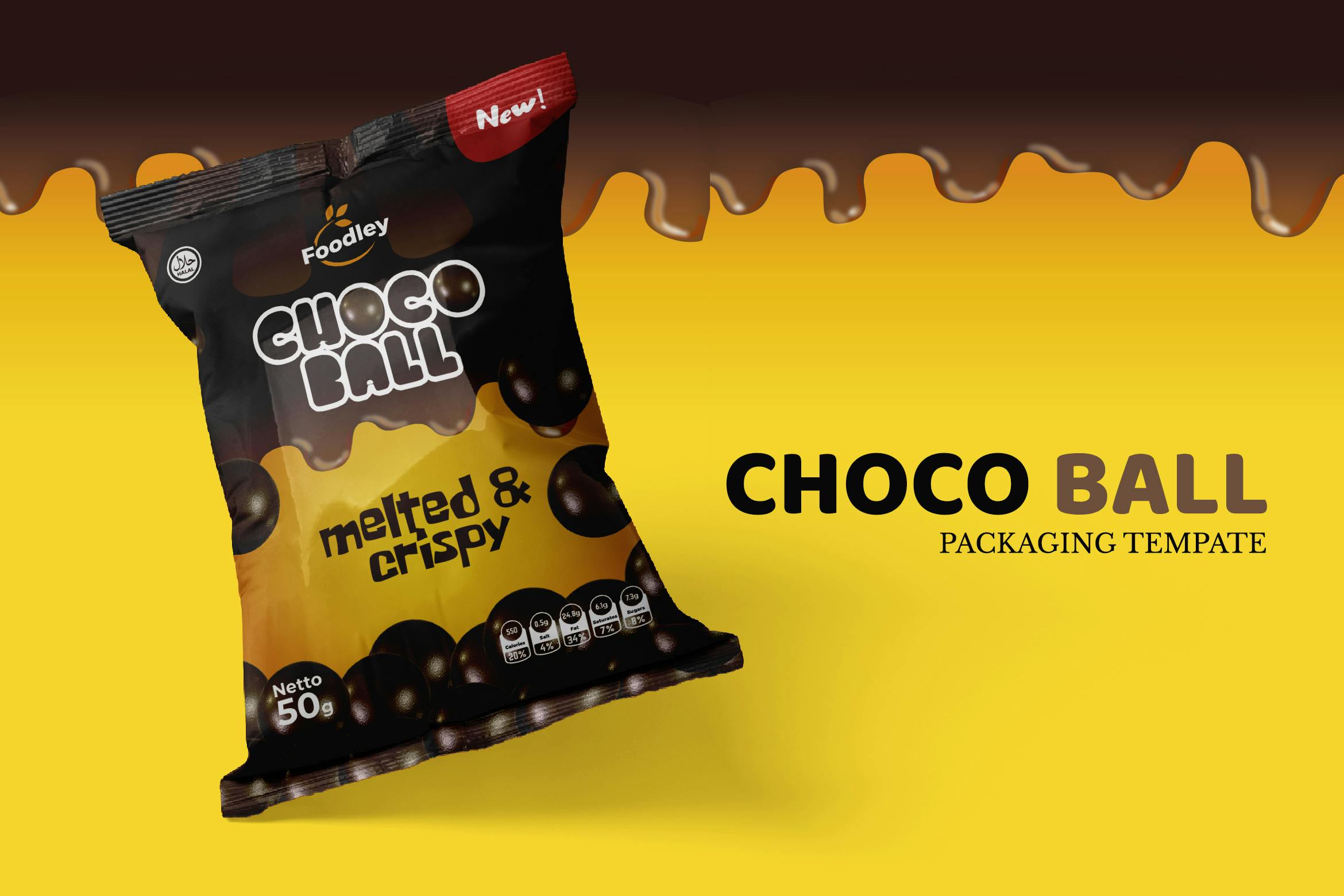 قالب بسته بندی اسنک توپ Choco