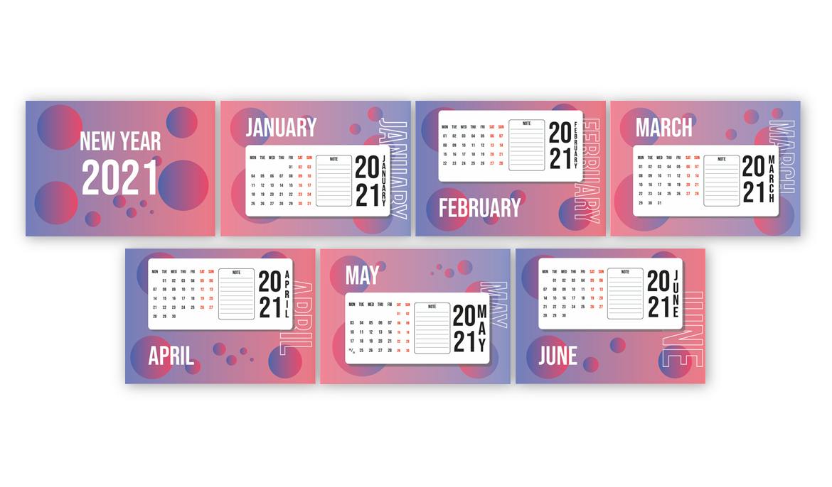 Gradient Calendar 2021 – قالب تقویم