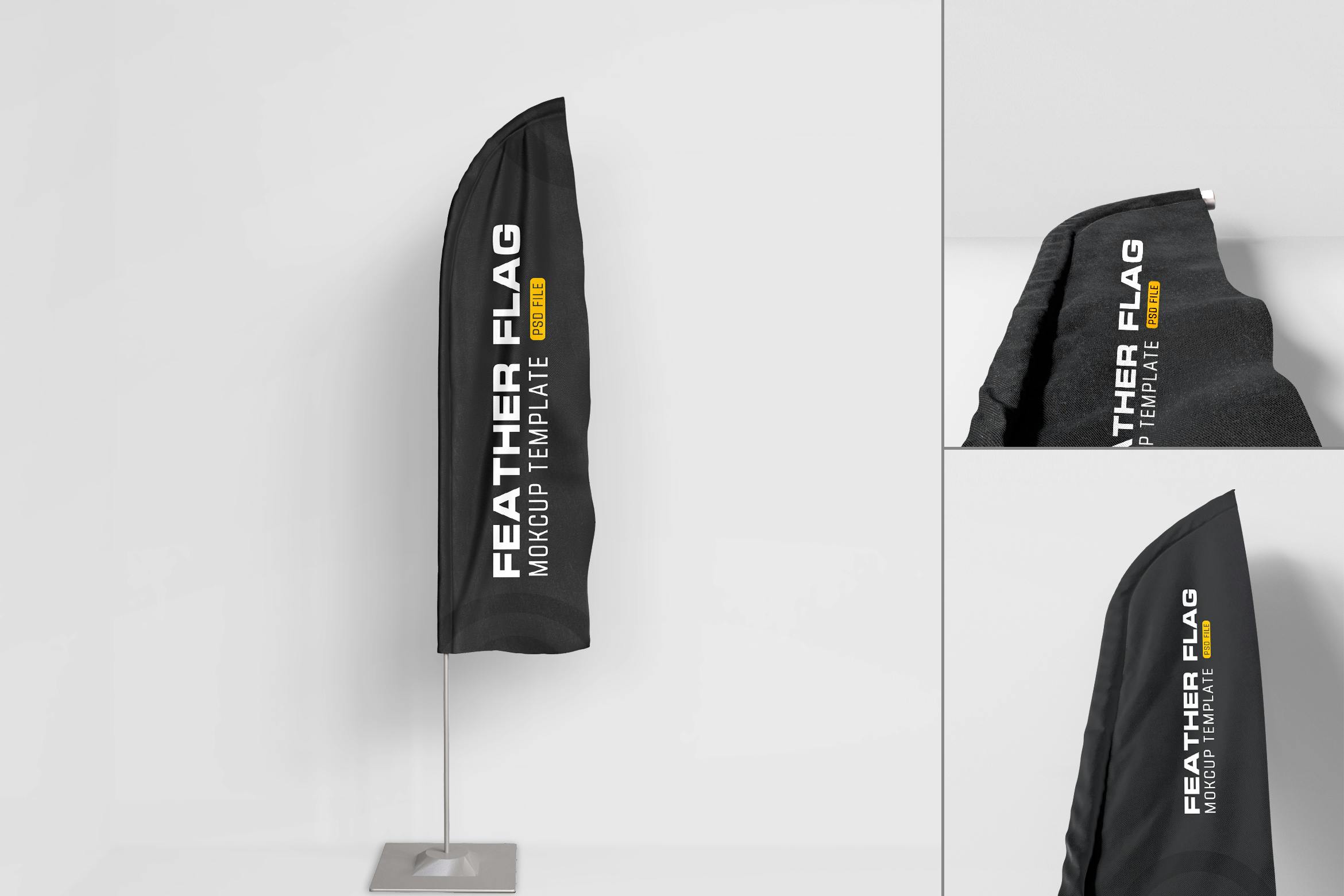 مجموعه Mockups Psd پرچم بادبان پارچه پر