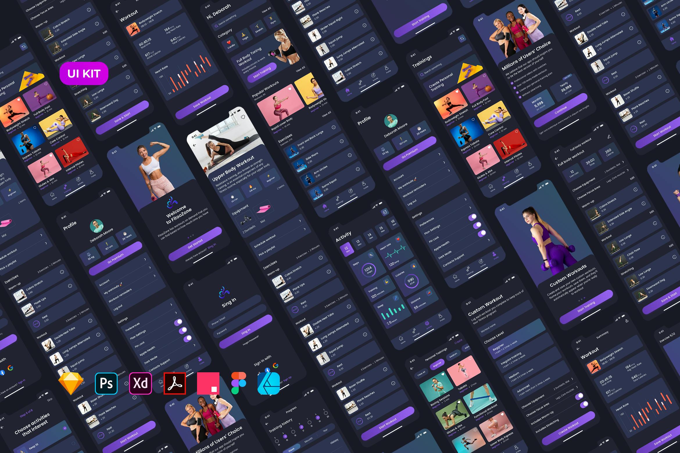 رابط کاربری تاریک برنامه تناسب اندام برای iOS