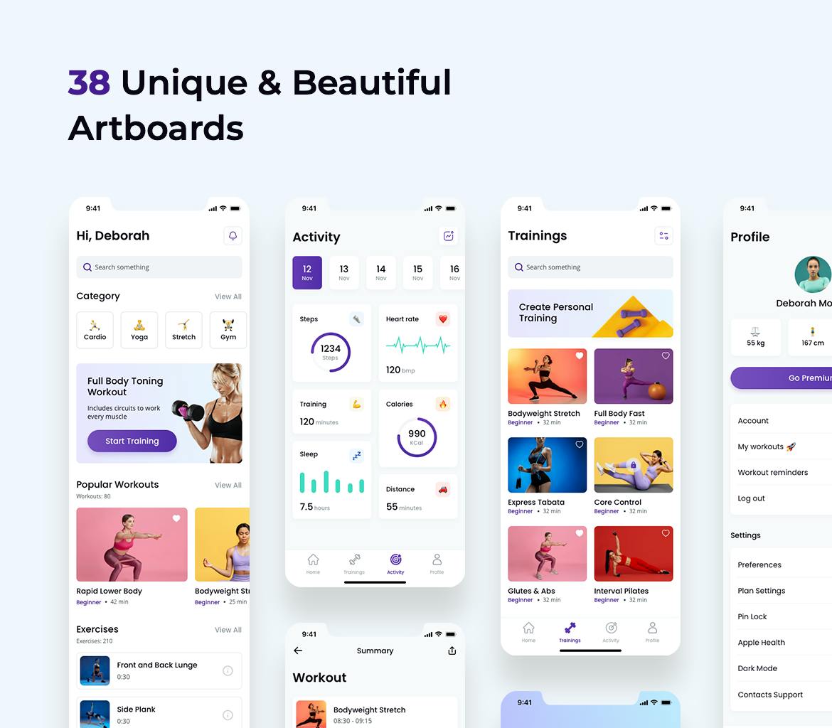 Fitness App Light UI برای iOS