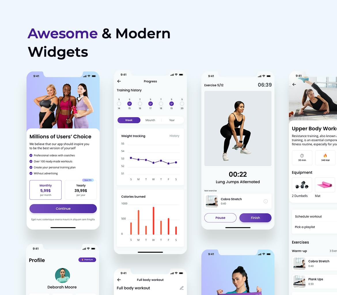Fitness App Light UI برای iOS