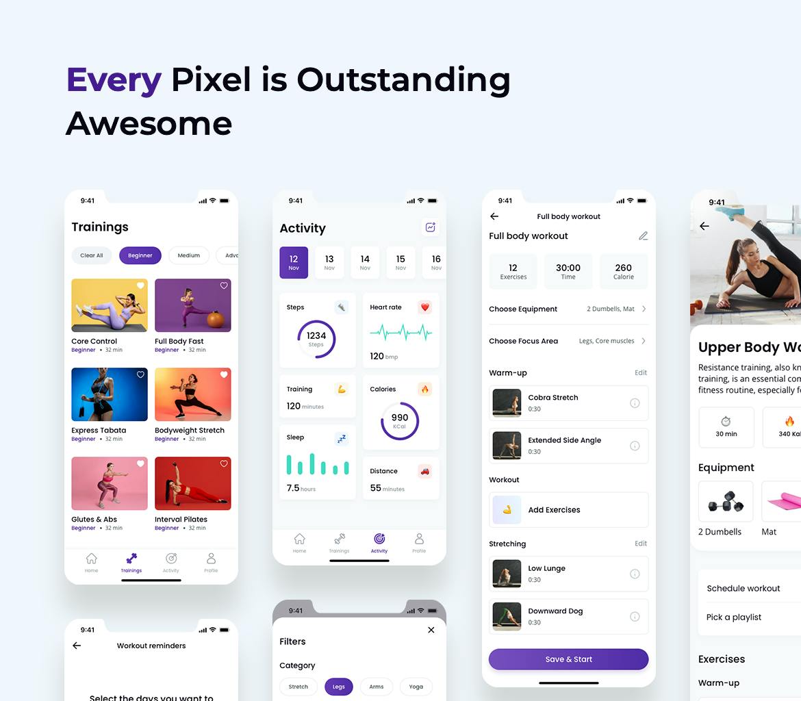 Fitness App Light UI برای iOS