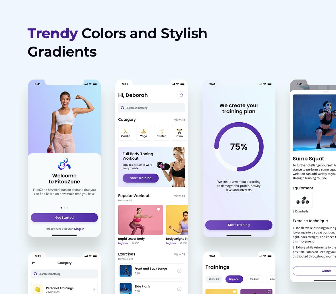 Fitness App Light UI برای iOS