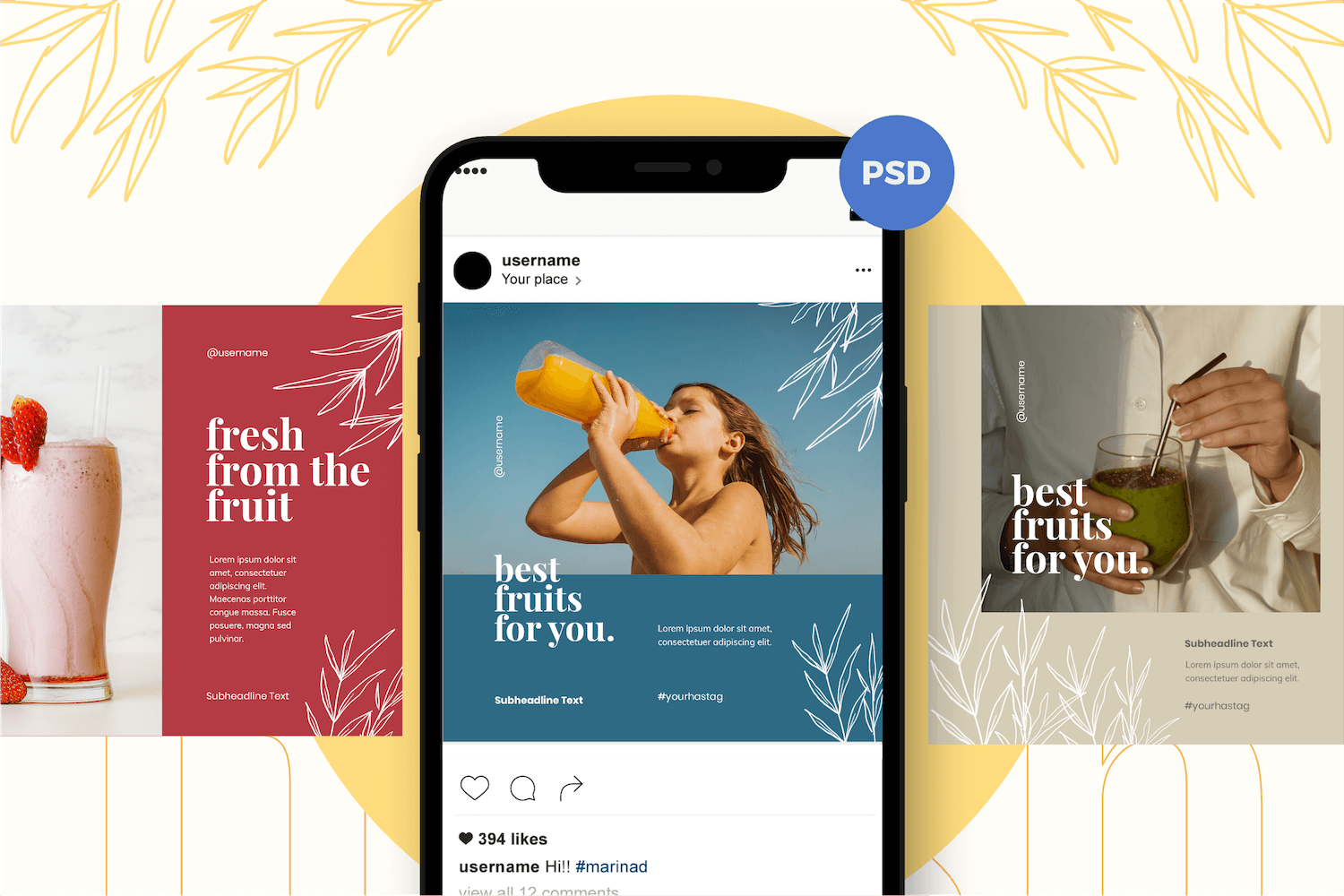 قالب پست اینستاگرام Fresh Juice
