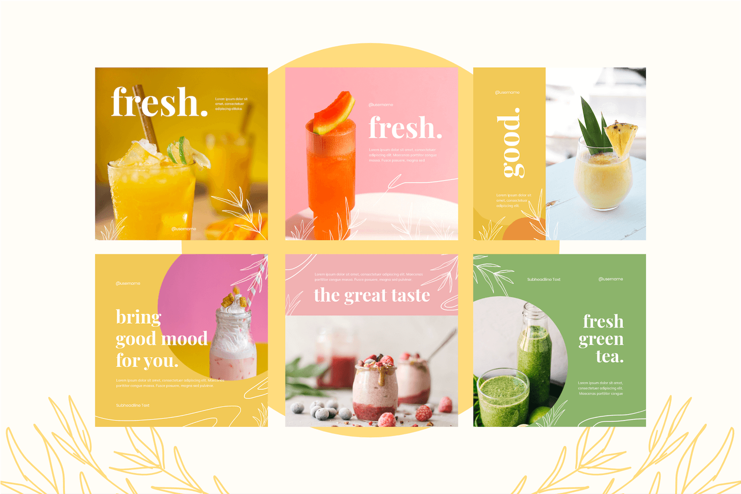 قالب پست اینستاگرام Fresh Juice