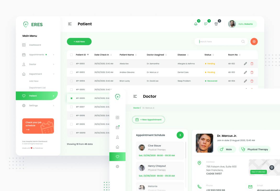 قالب داشبورد مدیریت بیمارستان Figma PSD