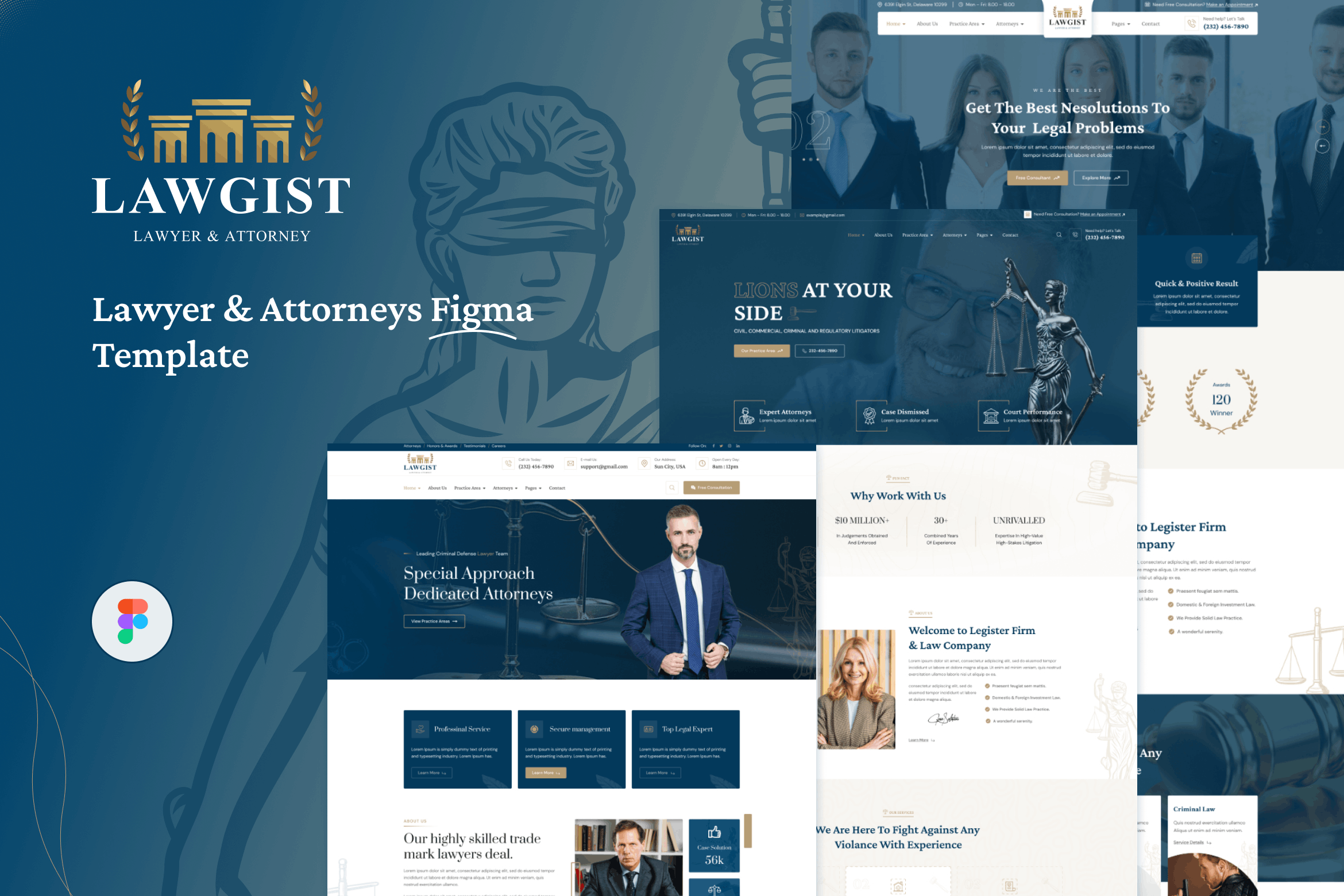 Lawgist–Atorney Lawyers Figma قالب