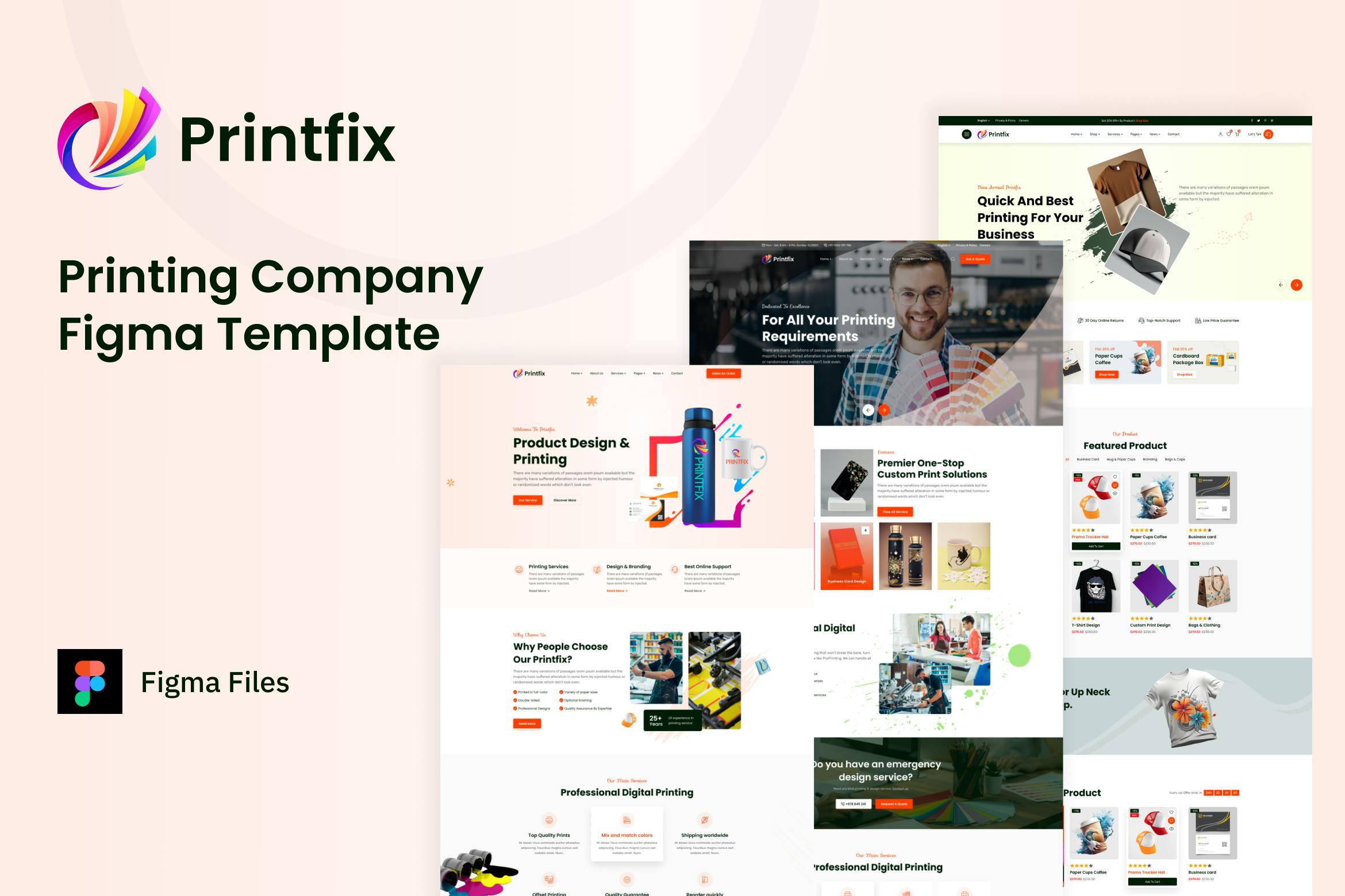 Printfix – قالب Figma شرکت چاپ