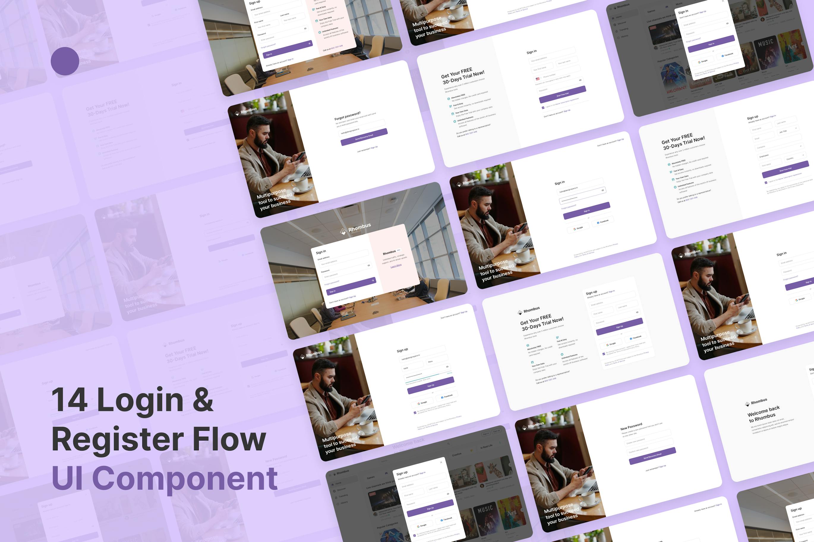 14 ورود و ثبت نام Flow Website UI Kit