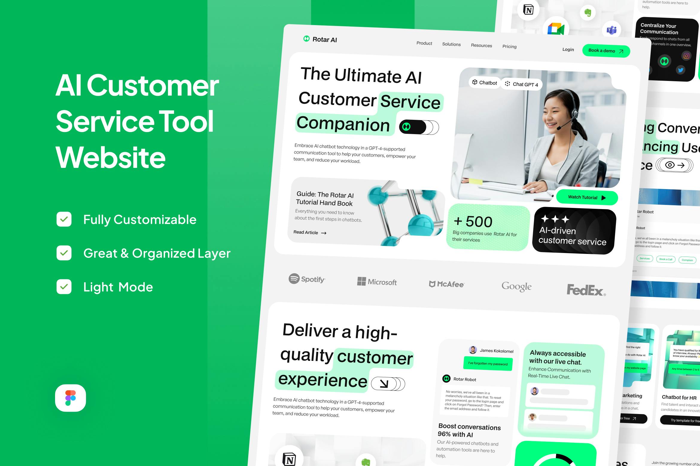 وب سایت ابزار خدمات مشتری AI Rotar AI