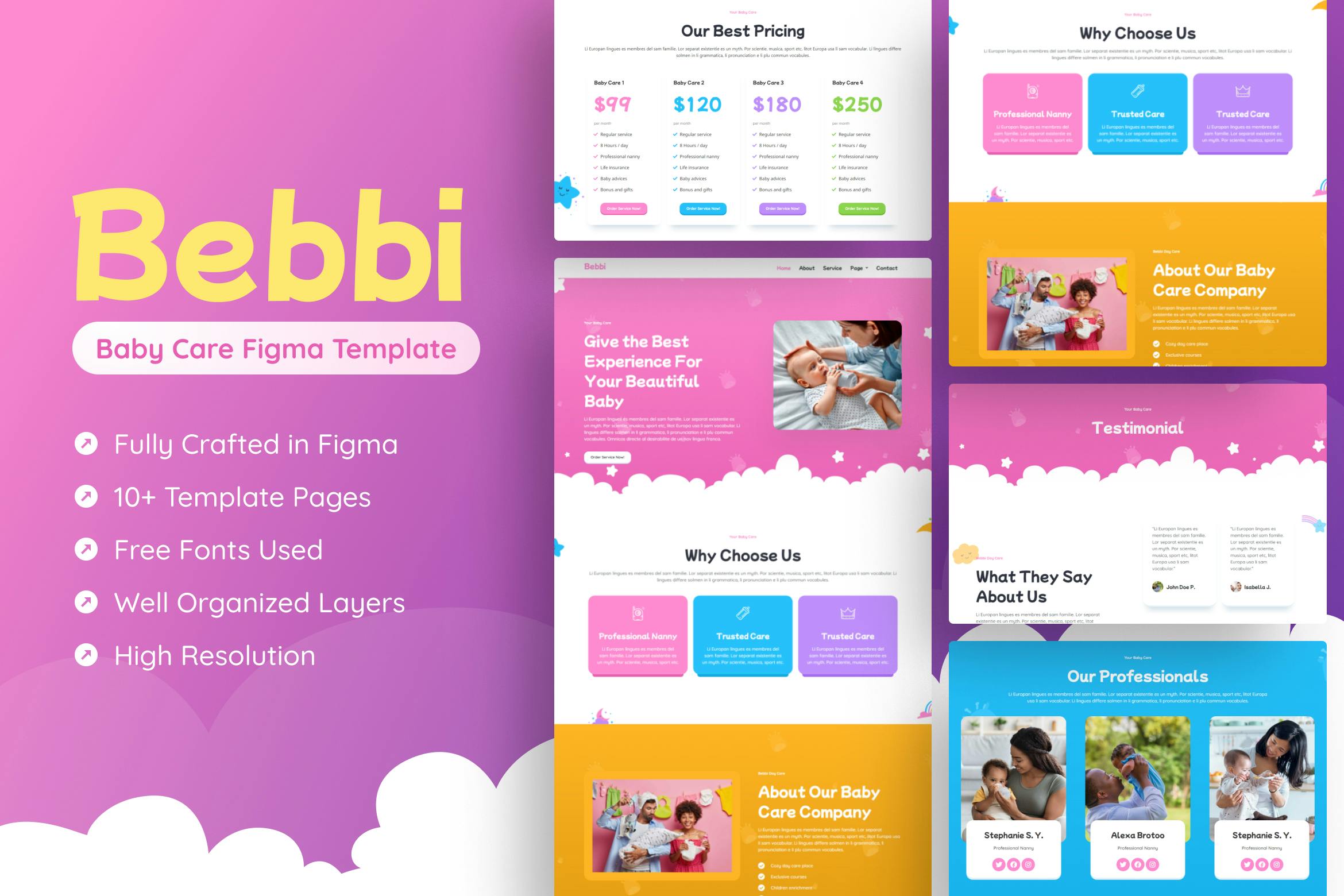 قالب Figma مراقبت از نوزاد Bebbi