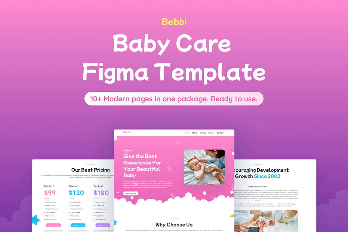 قالب Figma مراقبت از نوزاد Bebbi
