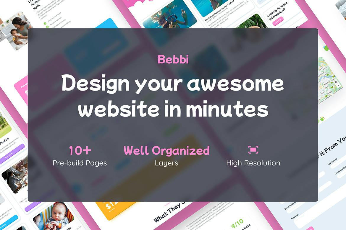 قالب Figma مراقبت از نوزاد Bebbi
