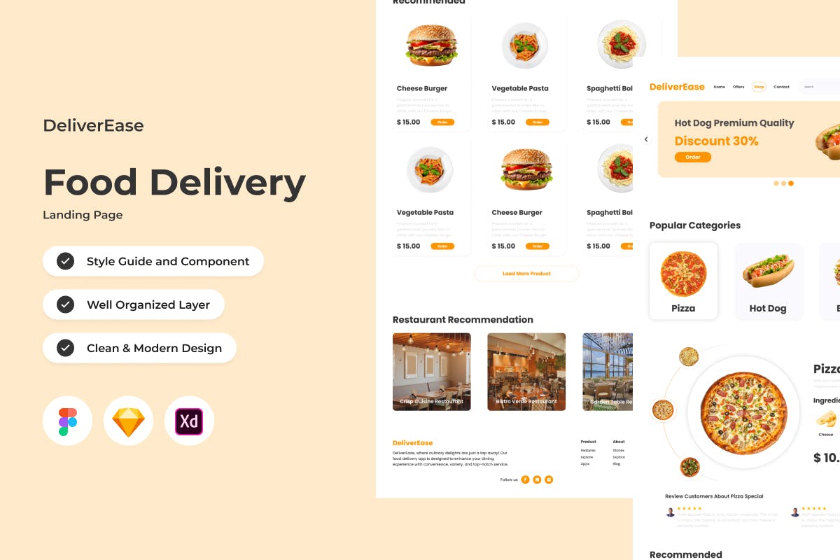 DeliverEase Food Delivery Landing Page V2