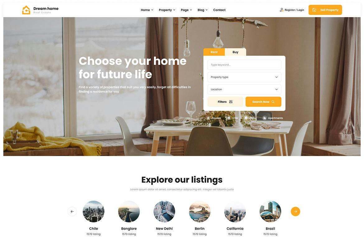 قالب Figma املاک و مستغلات DreamHome