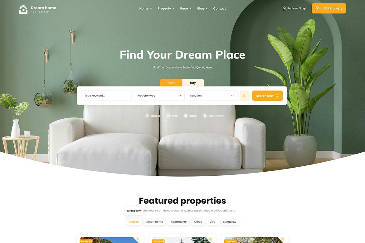 قالب Figma املاک و مستغلات DreamHome