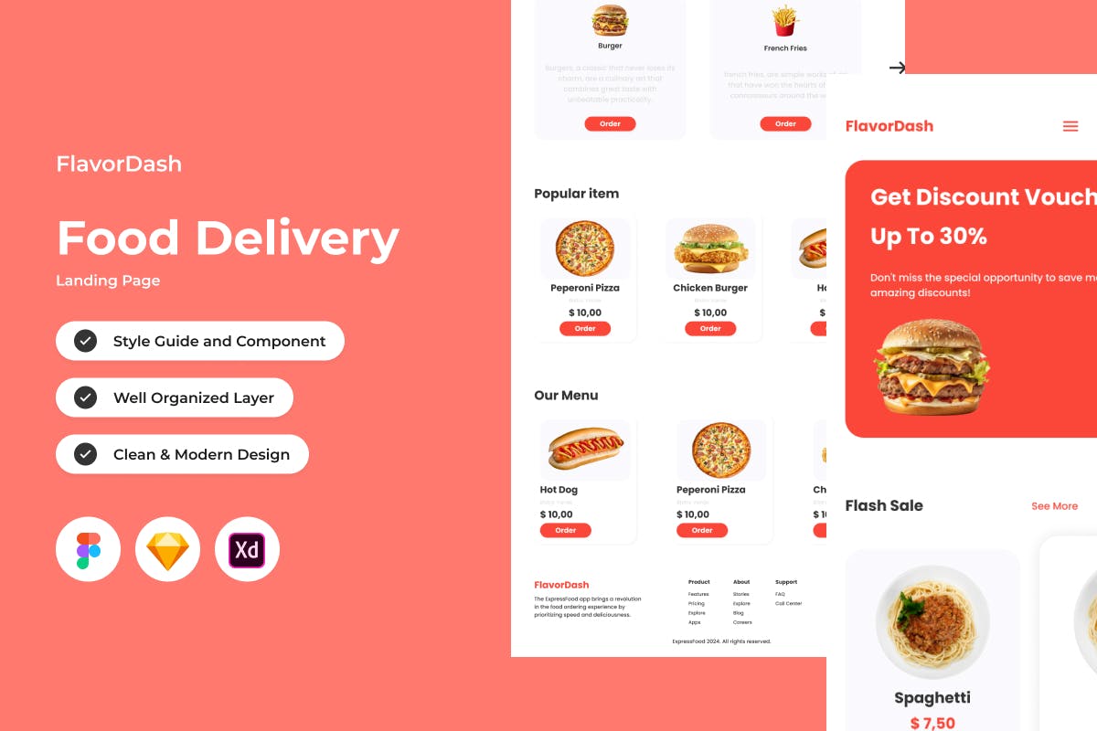 FlavorDash Food Delivery Landing Page V2