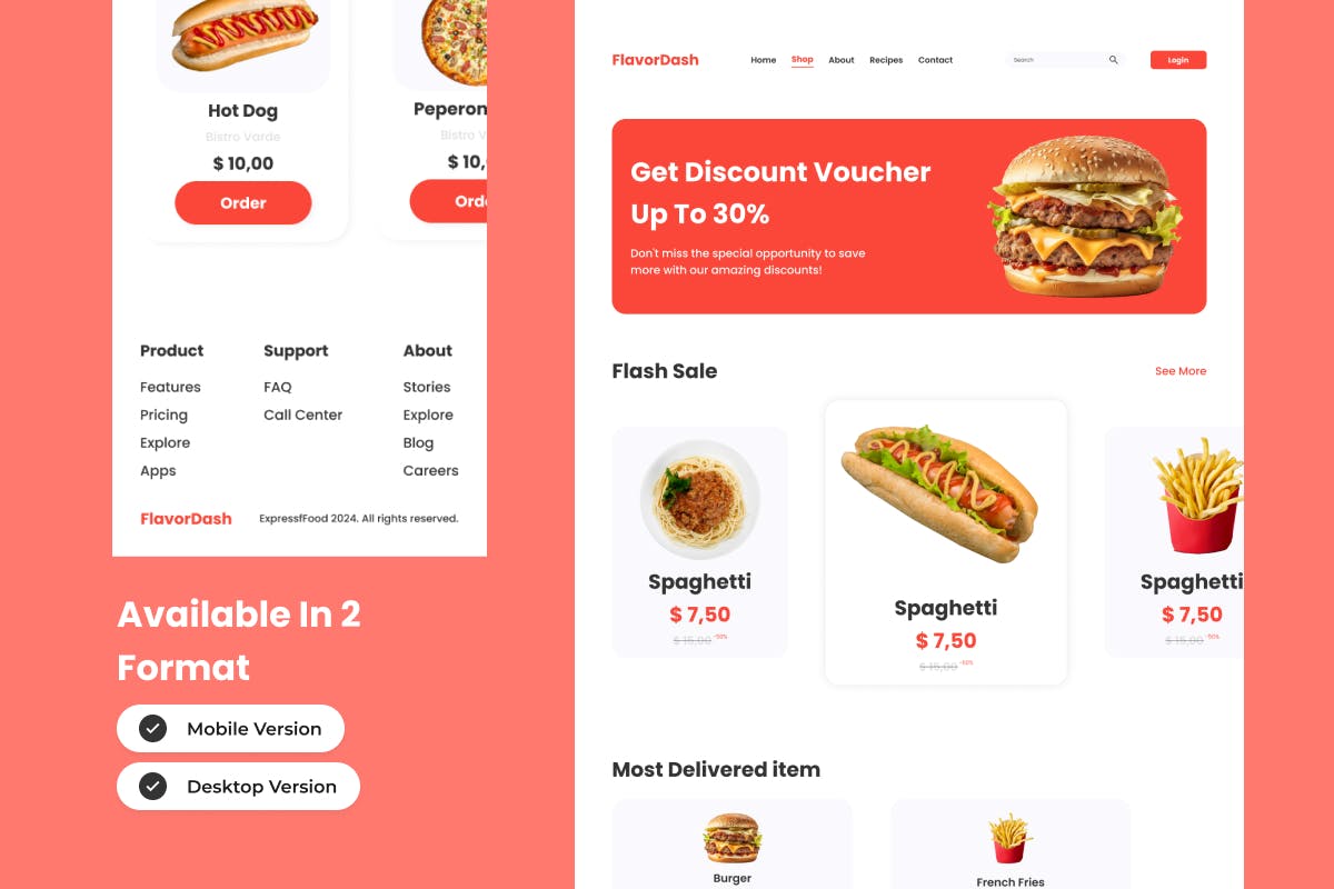 FlavorDash Food Delivery Landing Page V2