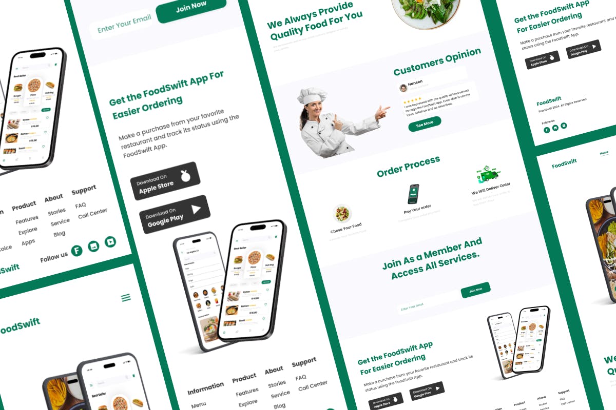 صفحه فرود تحویل غذا FoodSwift V1