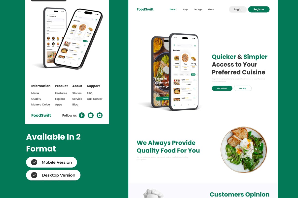 صفحه فرود تحویل غذا FoodSwift V1