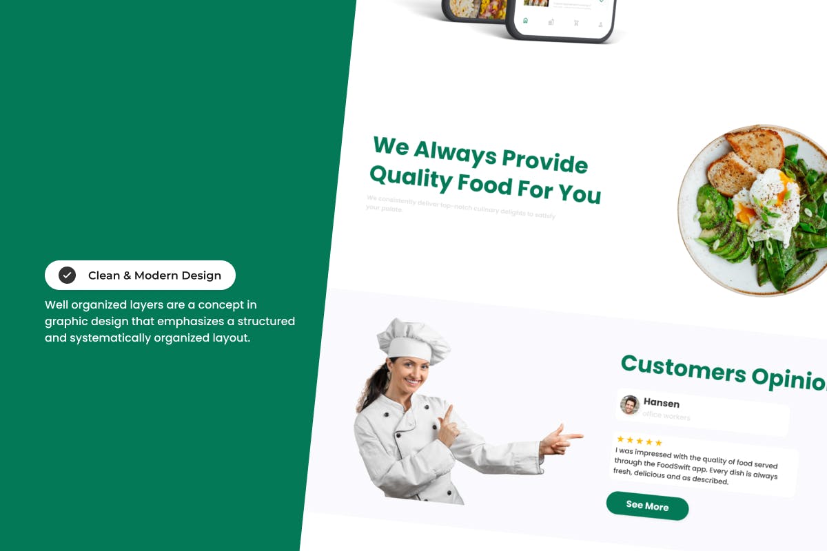 صفحه فرود تحویل غذا FoodSwift V1