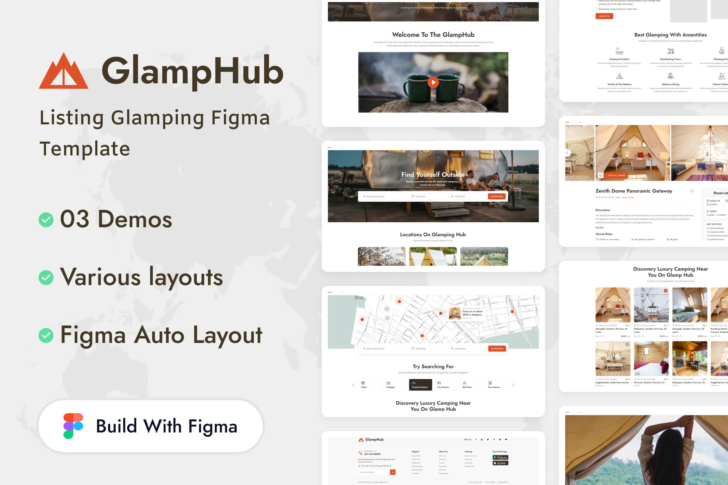 قالب Glamping Figma Listing GlampHub