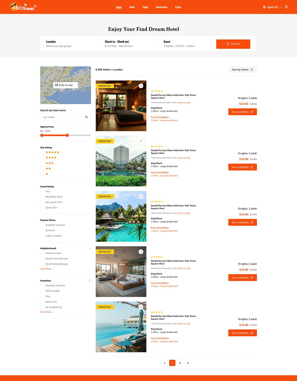 قالب وب سایت سفر Figma GoTravel