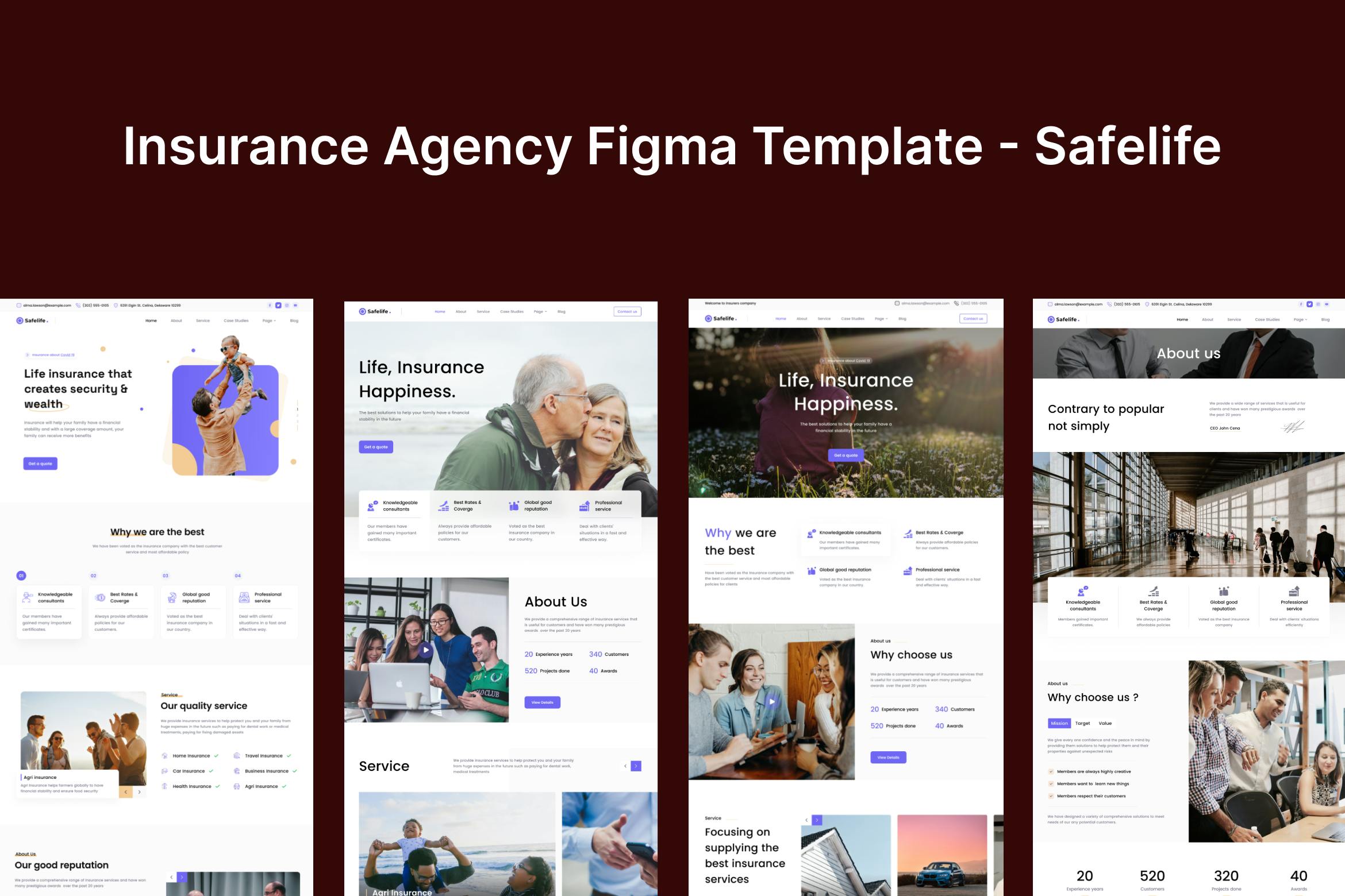 نمایندگی بیمه Figma Template Safelife