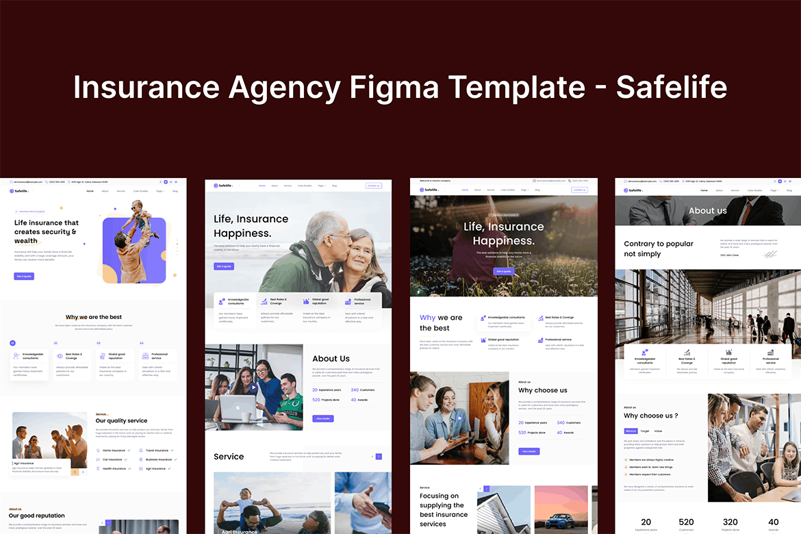 نمایندگی بیمه Figma Template Safelife