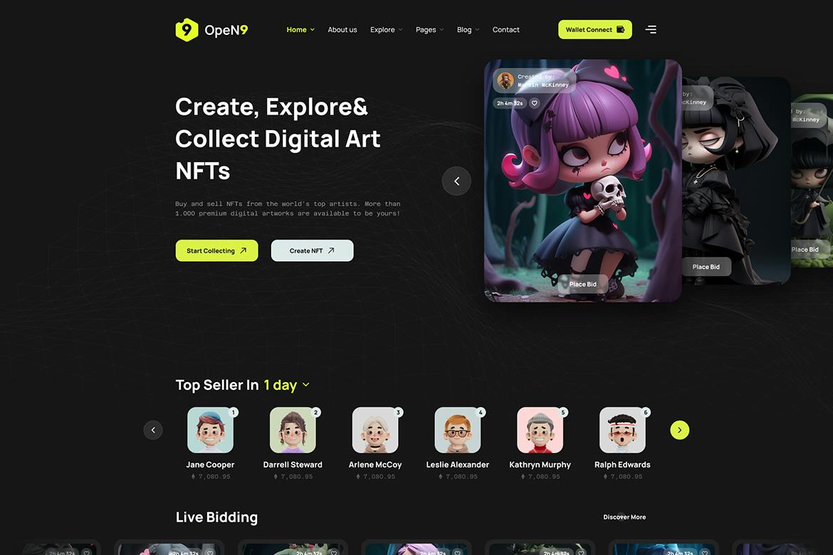 قالب Open9 NFT Marketplace Figma