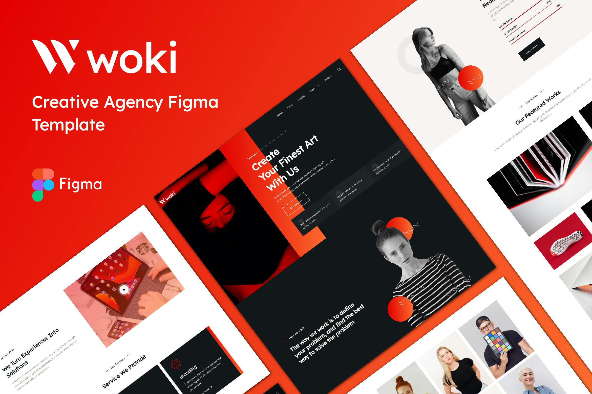 قالب Figma آژانس دیجیتال خلاق Woki